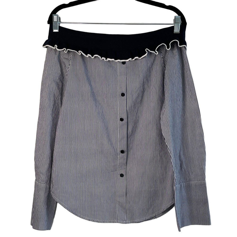 Dior Navy and White Striped Top size M